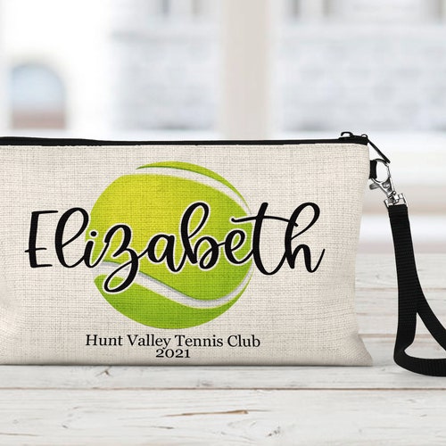 Personalized Tennis Ball Linen Zipper Pouch: Makeup or Tech Bag