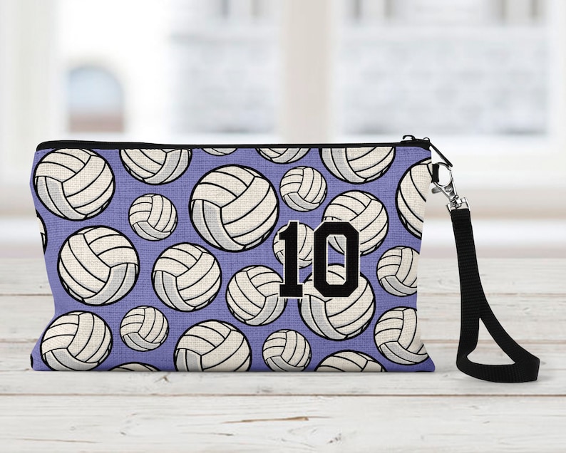 Volleyball Makeup Bag Personalized Natural Linen Zipper Etsy