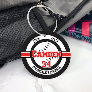 Personalized Baseball Bag Tag: Aluminum Ball Design, Monogrammed