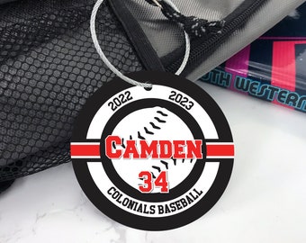 Personalized Baseball Bag Tag: Aluminum Ball Design, Monogrammed