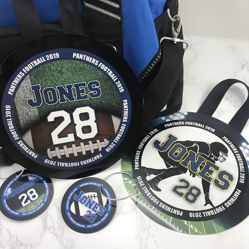 Football Bag Tag Field and Lights Aluminum Bag Tag Football Etsy