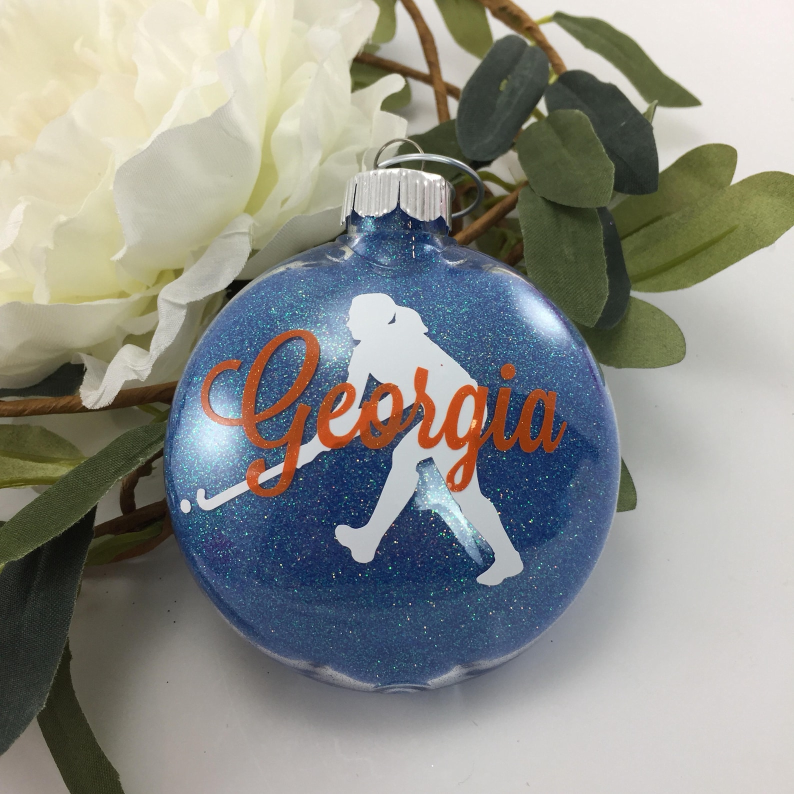 Field Hockey Girl Glitter Ornament Personalized Glitter Etsy