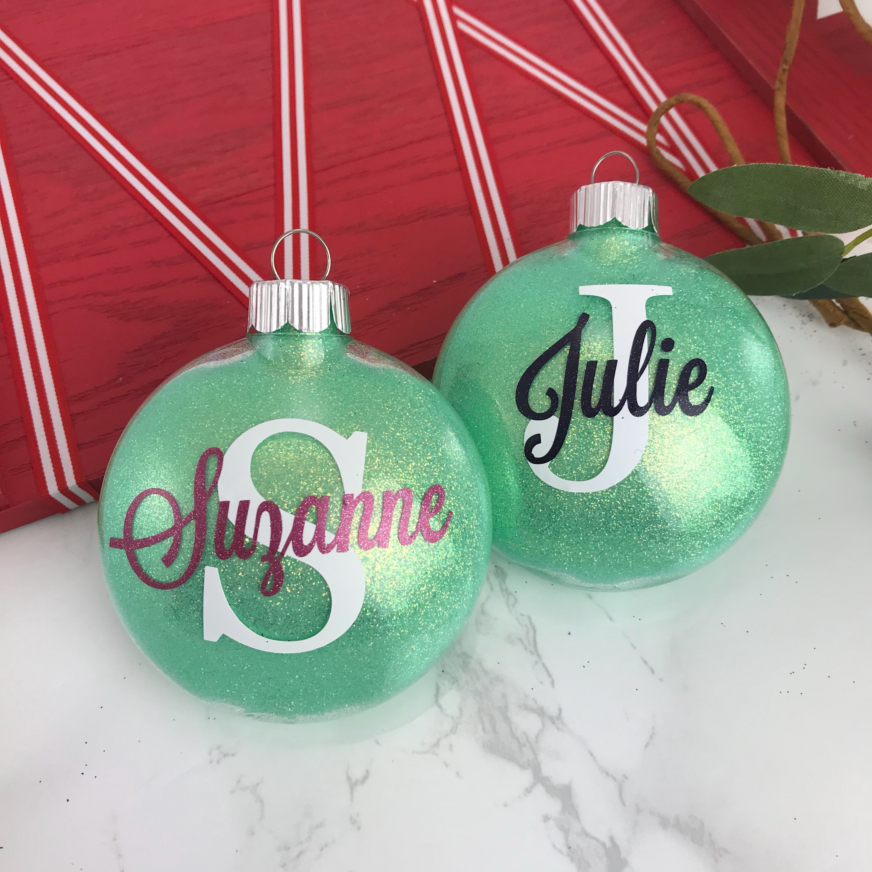 DISC SHAPES (LIKE AN M & M) 3.5 INCHES GLITTER ORNAMENTS WITH SIGN LANGUAGE  HAND  I LOVE YOU (WHITE GLITTER ) - DeafGifts, LLC