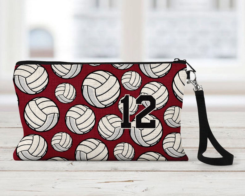 Volleyball Makeup Bag Personalized Natural Linen Zipper Etsy
