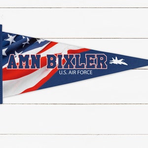 Air Force Felt Pennant: Custom Name, American Flag Design