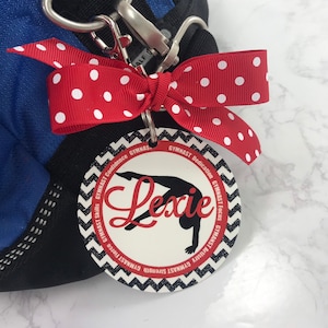 Gymnast Handspring Bag Tag, Aluminum Bag Tag, Gymnastics Gifts, Personalized, Monogrammed