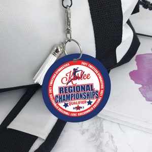 Gymnastics Regional Championships Qualifier, Personalized for your Region, Gymnastics Bag Tag, Gymnast Gift