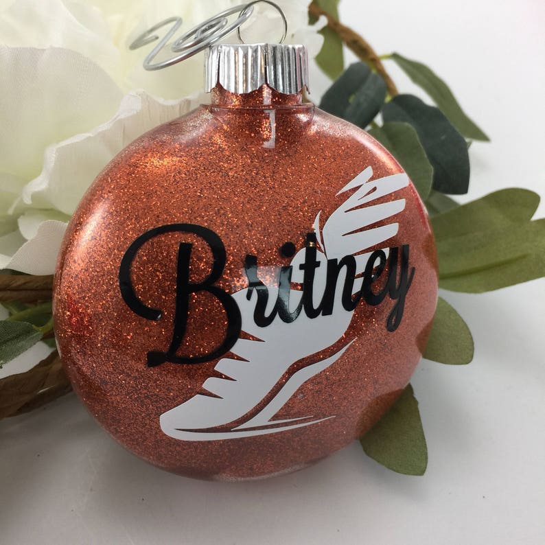 Track and Field Shoe Glitter Ornament Personalized Glitter Etsy
