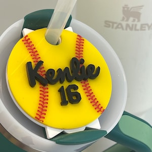 Softball Tumbler Topper, Personalized, Fits Stanley Tumblers 20oz, 30oz and 40oz