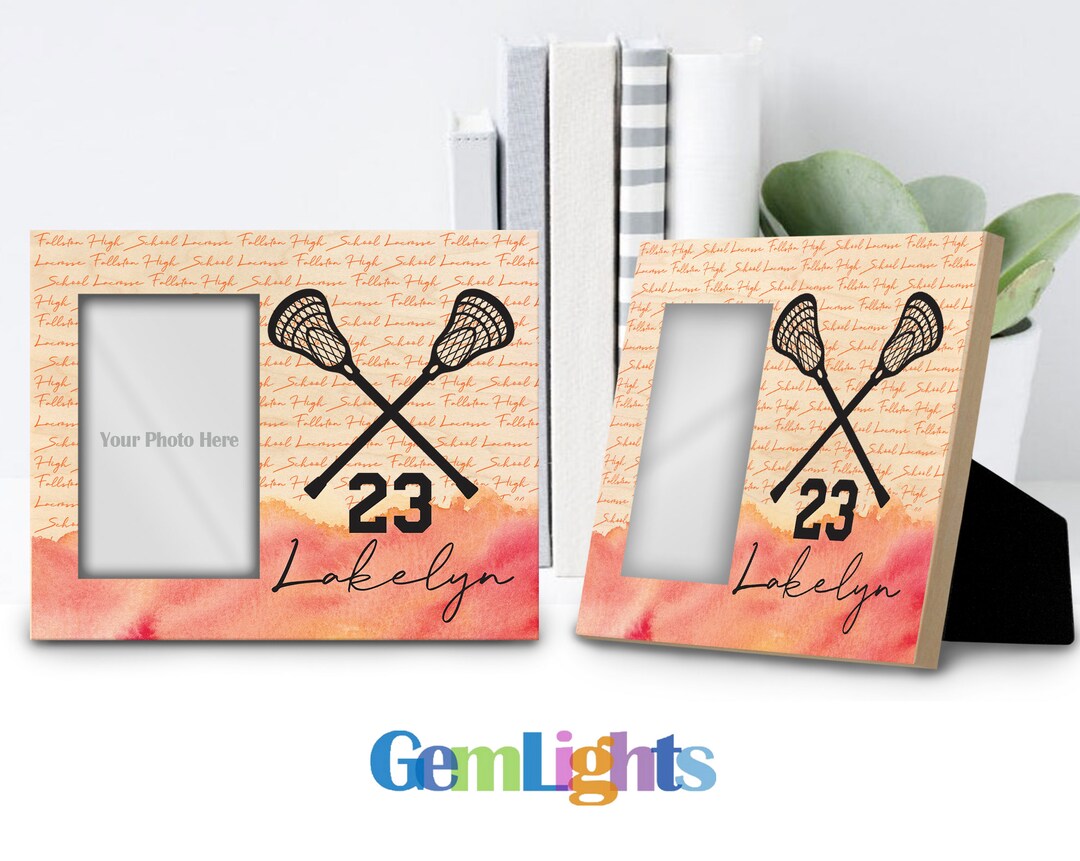 Lacrosse Frame, Personalized, Holds 4x6 Photo, Light Maple Wood Grain