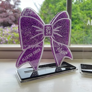 Cheerleader Bow Award, Trophy, Recognition Gift, Personalized