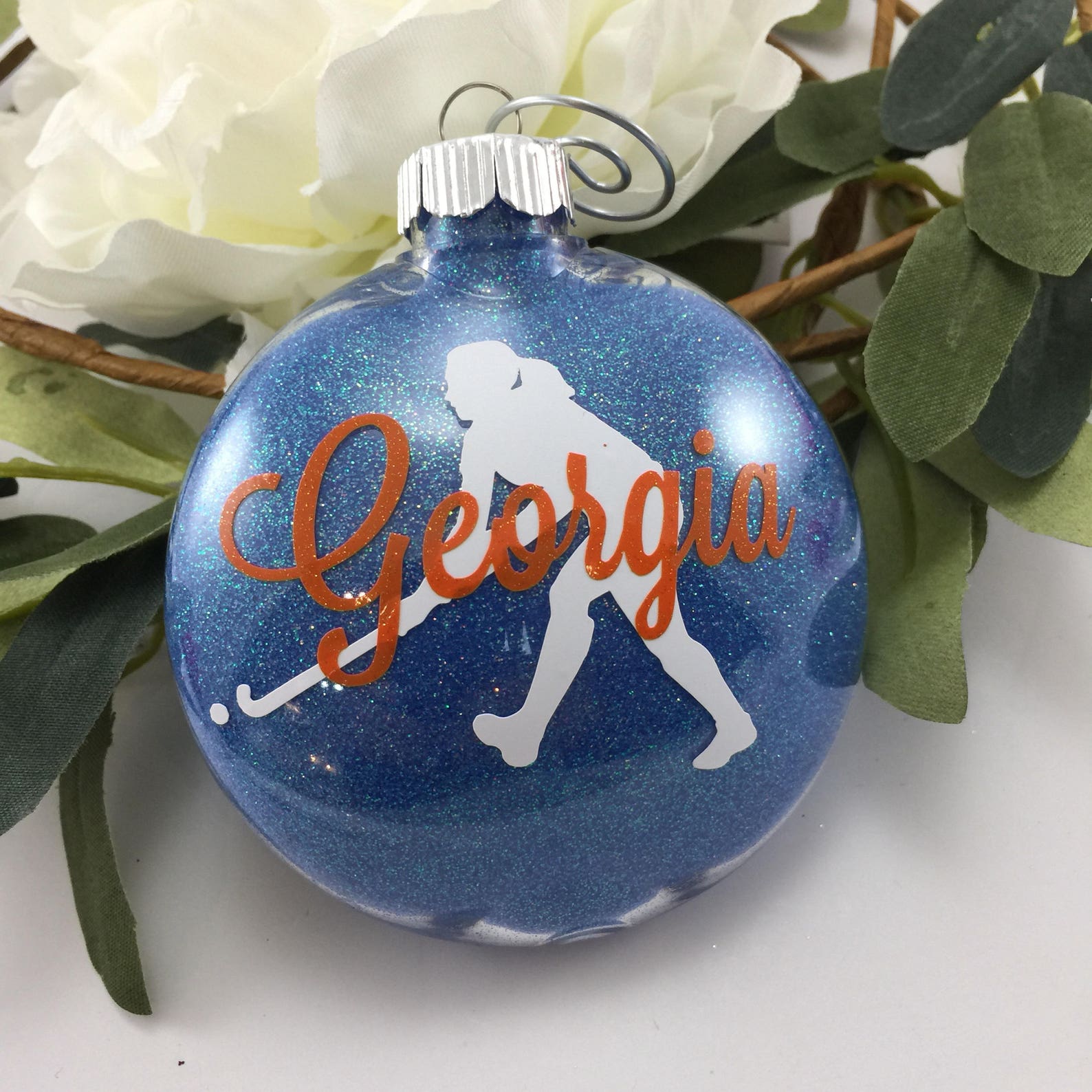 Field Hockey Girl Glitter Ornament Personalized Glitter Etsy