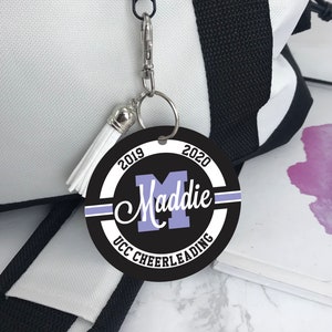 Personalized School Colors Team Bag Tag: Collegiate Style Aluminum Monogram