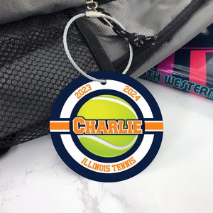 Personalized Tennis Ball Bag Tag: School Colors Aluminum Design