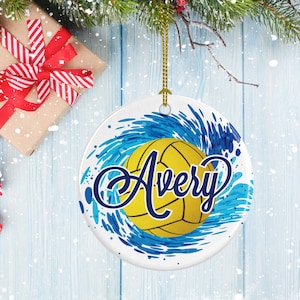 Water Polo Ornament, Porcelain Ornament, Ball and Splash Design, Water Polo Gifts
