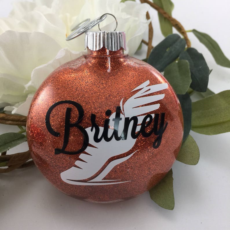 Track and Field Shoe Glitter Ornament Personalized Glitter Etsy
