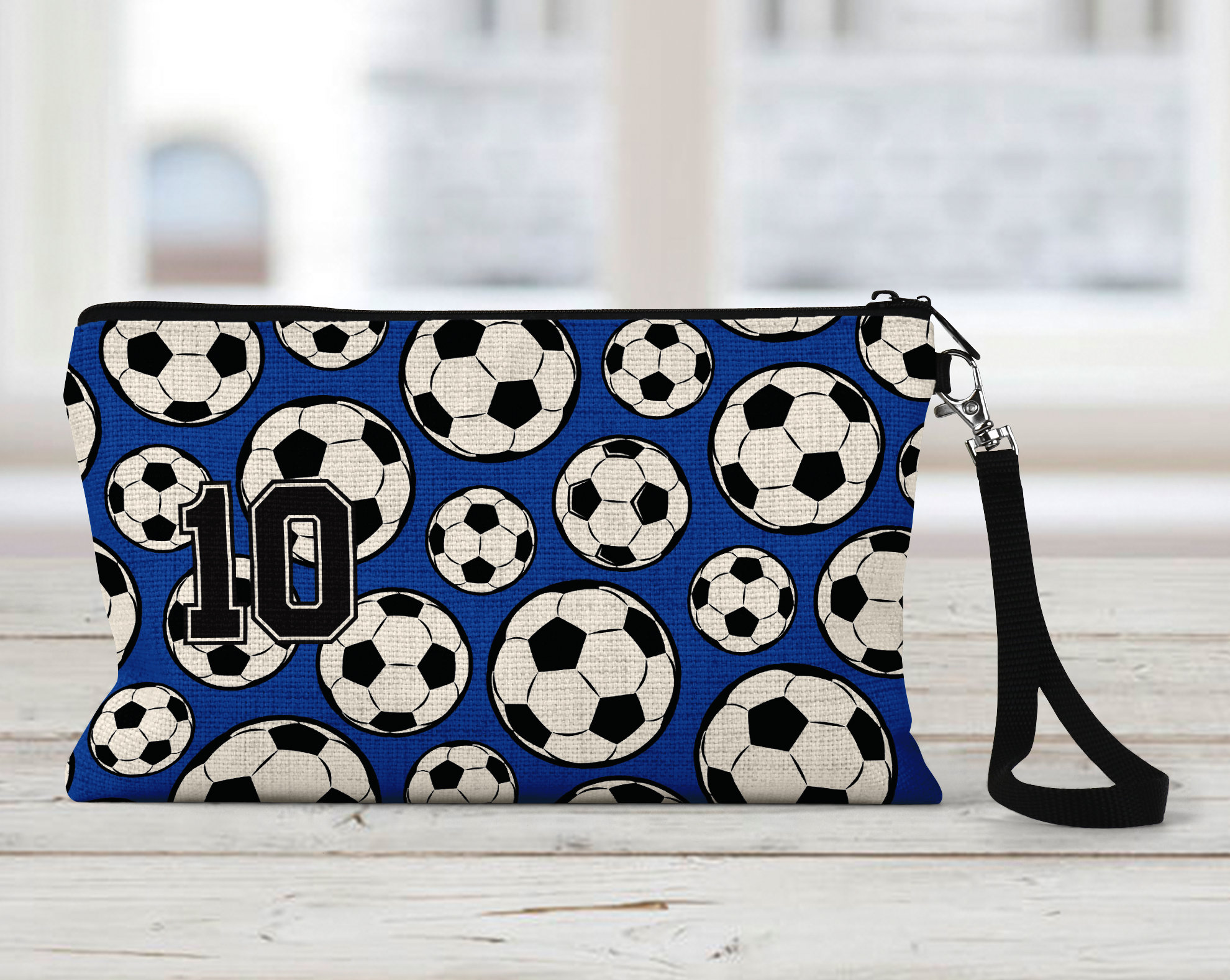 Soccer Girl Makeup Bag, Personalized, Natural Linen, Zipper Pouch, Makeup Bag, Tech Accessory Bag, Art or Journaling Pouch