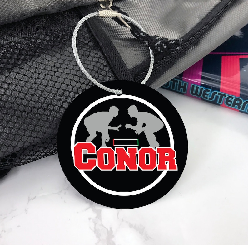 Wrestler Bag Tag Mens Wrestling Mat Design Aluminum Bag Tag Etsy