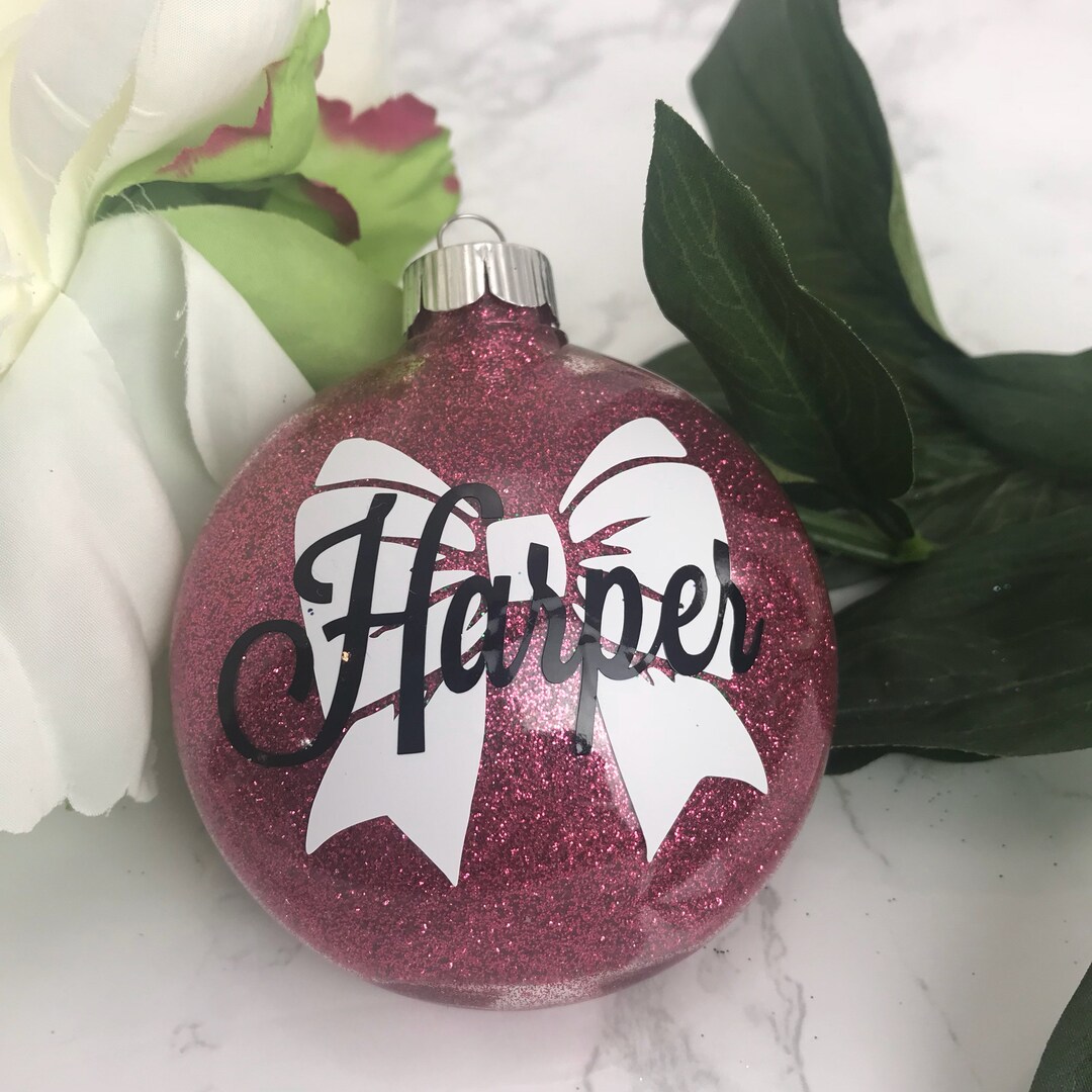 Cheer Bow Glitter Ornament Personalized Glitter Ornaments - Etsy