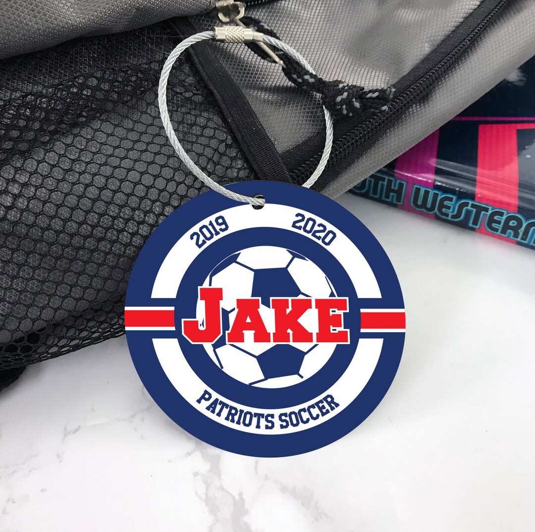 Soccer Bag Tag, Mens Soccer Ball, Aluminum Bag Tag, Team Gifts