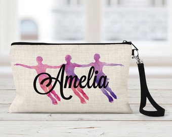 Personalized Figure Skating Linen Zipper Pouch: custom colors