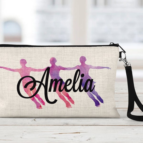 Personalized Figure Skating Linen Zipper Pouch: custom colors