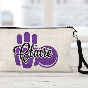 Personalized Bowling Linen Makeup Bag: Tech Accessory Pouch