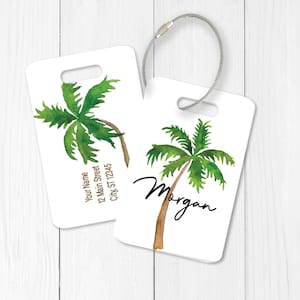 Palm Tree Luggage Tag, Personalized with Your Name, Tropical Accessory