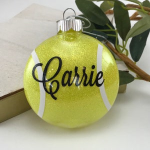 Tennis Ball Glitter Ornament, Personalized glitter ornaments,tennis gift, personalized name, monogrammed