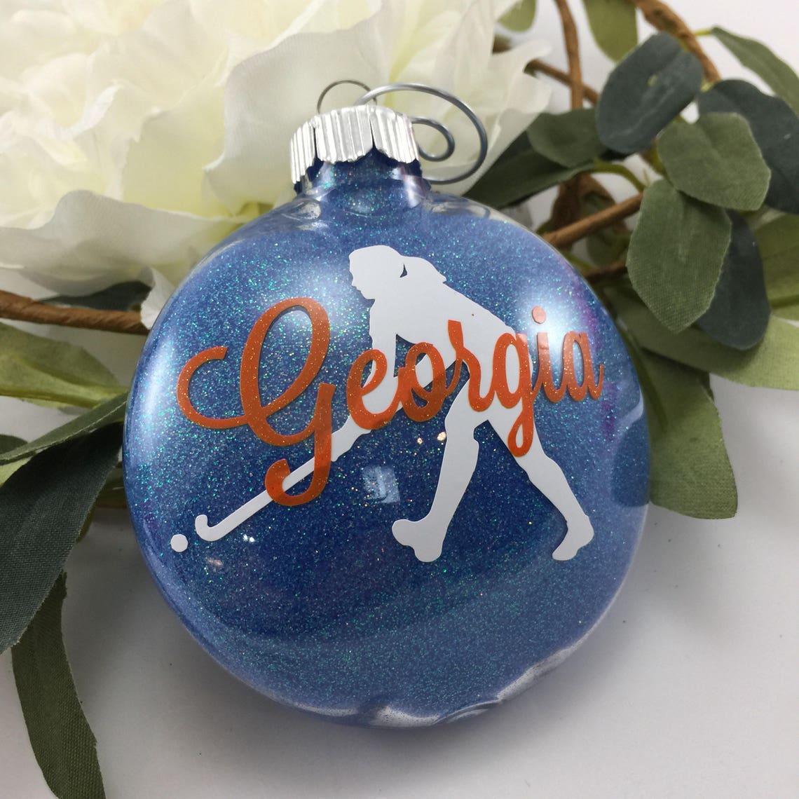 Field Hockey Girl Glitter Ornament Personalized Glitter Etsy