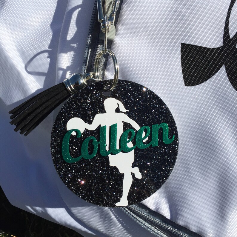 Basketball gift glitter bag tag Personalized bag tag Etsy