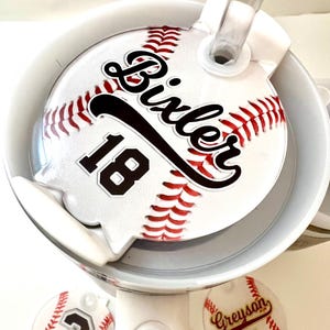 Baseball Tumbler Topper, Personalized, Fits Stanley Tumblers 20oz, 30oz and 40oz