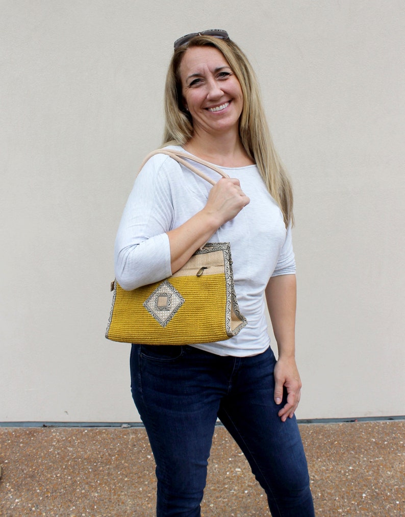 yellow going out bag