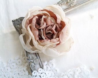 Rose Gold Hair Comb White Blush Pink and Dusty Blue Hair Piece White Peony Bridesmaid Gift Rose Gold Branch Floral Collage Chartreuse Poppy