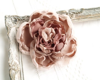 Rose Gold Hair Comb White Blush Pink and Dusty Blue Hair Piece White Peony Bridesmaid Gift Rose Gold Branch Floral Collage Chartreuse Poppy