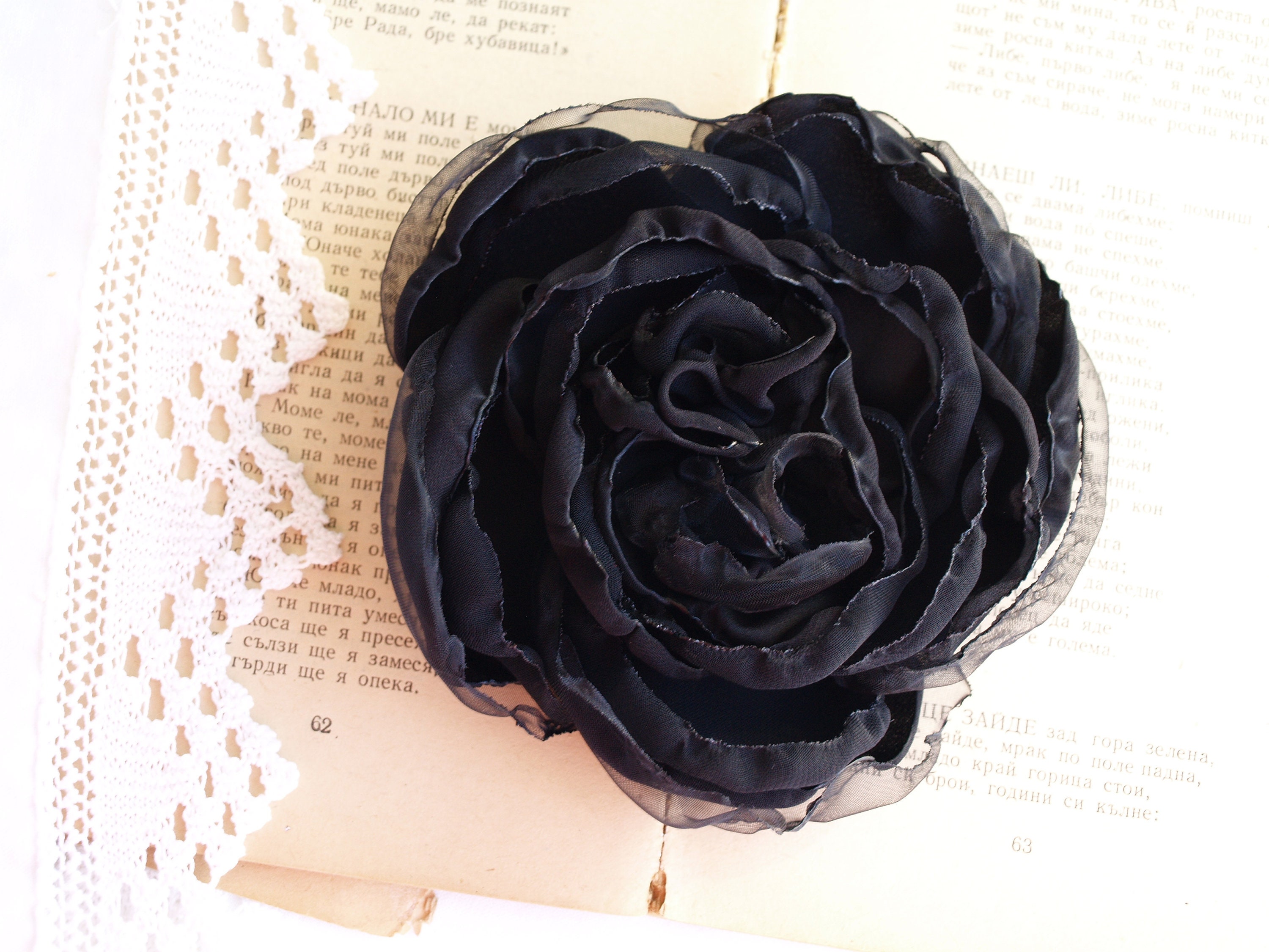 Black Rhinestone Flower Rose Anti-slip Silk Scarf Corsage Women's Brooch  Suit Sweater Floral Pins, Brooch Pins