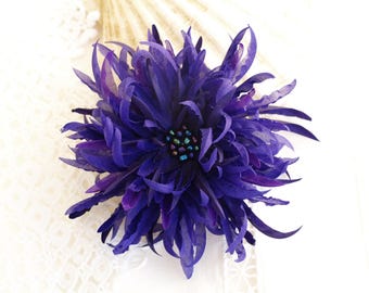 purple flower brooch, purple hair clip, forever flowers, mother of bride, chrysanthemum flower broach, wedding anniversary, silk flower pin