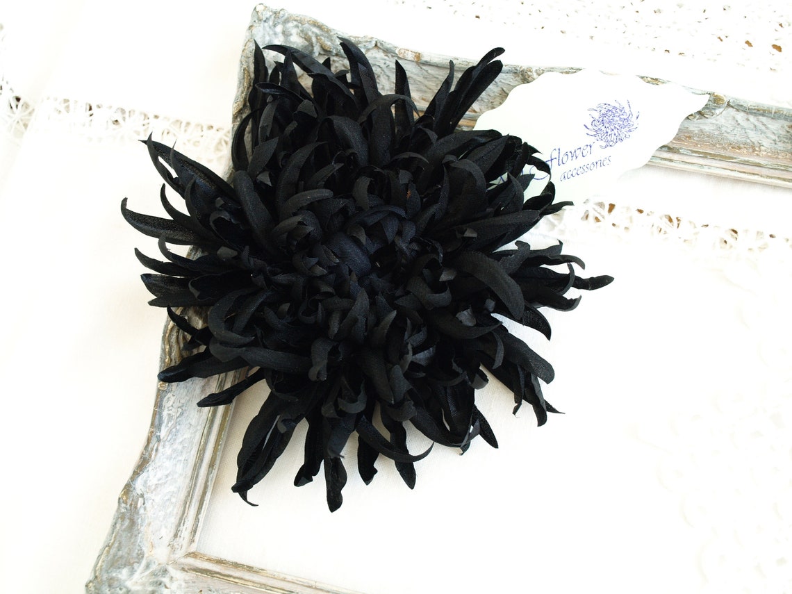 Extra Large flower brooch Black flower pin Fabric Etsy