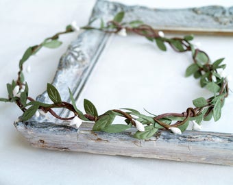 Greenery crown, Halo crown, circlet Leaf headband for adults, Laurel crown, photo prop, rustic bridal crown, maternity headpiece, floral