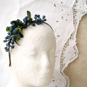 Blueberry headband, Fruit head piece, Photo props, Fruits fascinator, Forest wedding accessories, Blue hair piece, Natural look, Cottagecore