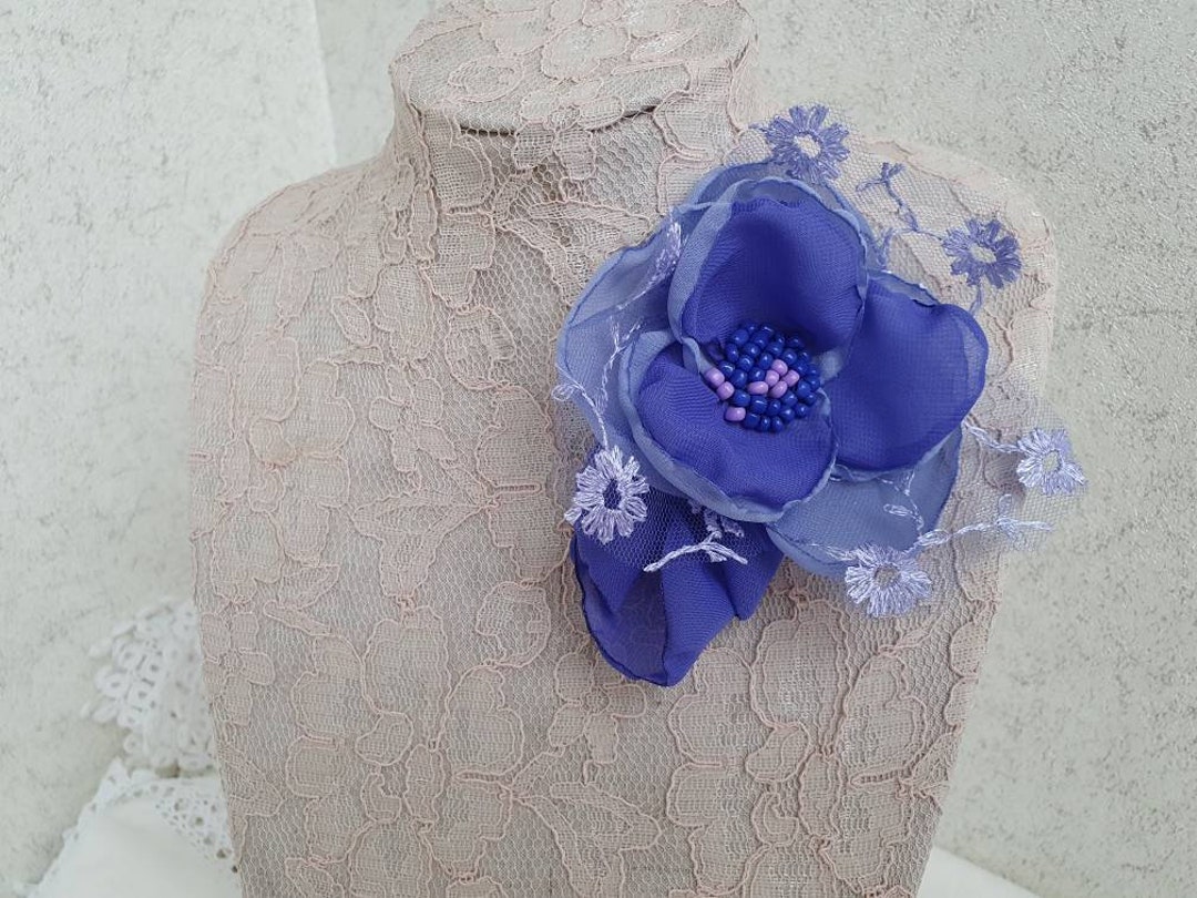 Barrette Broche Fleur En Satin Violet - Sans Marque - Neuf Sans étiquette