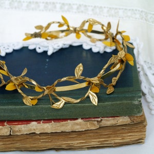 Gold leaf crown, Leaf crown, Bridal crown, Greece headband, Wedding headpiece, flower crown, gold tiara, greek goddess headband, festival