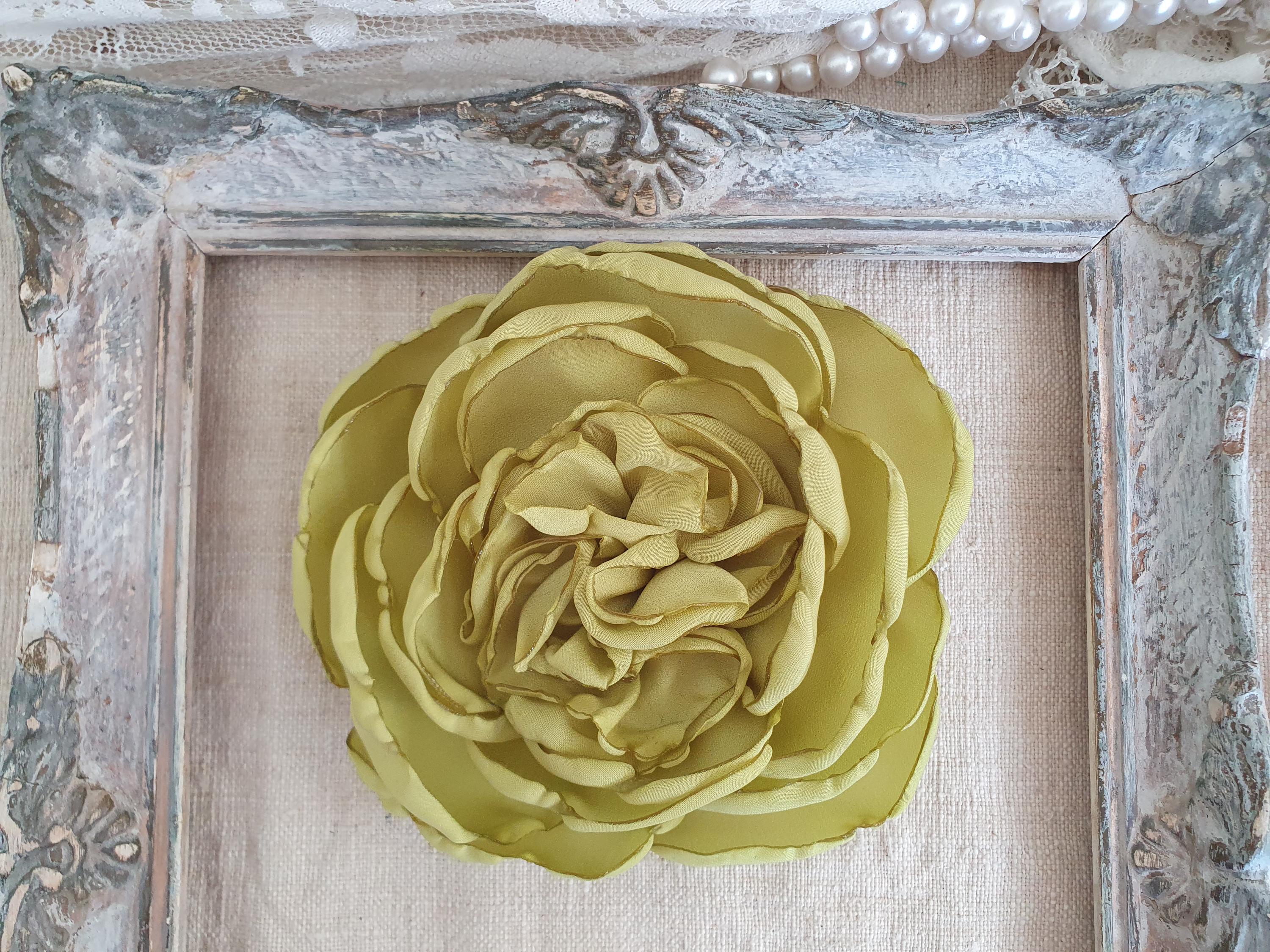 Broche Ancienne Grand Format - Motif Fleur Avec Nacre - Vintage - Occasion