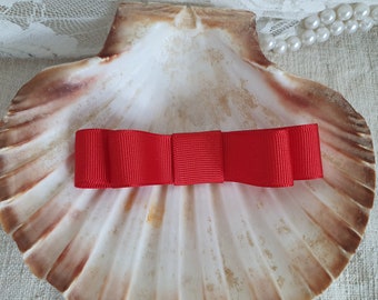 Red bow barrette, Ribbon Bow hair clip, costume bow tie brooch, Red bowtie women, Valentine red, cosplay, female bowtie, Mary Poppins