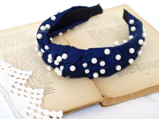 Set Di 3 Cerchietti Larghi Con Perle Per Donna | Nodo Turbante Elasticizzato | Nero, Rosa, Kaki | Accessori Moda Vintage