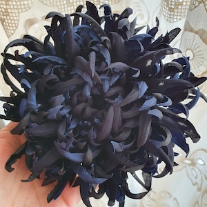 Extra Large flower brooch, Black Blue flower pin, Fabric chrysanthemum brooch, Corsage flower pin, Bespoke colour schemes also available