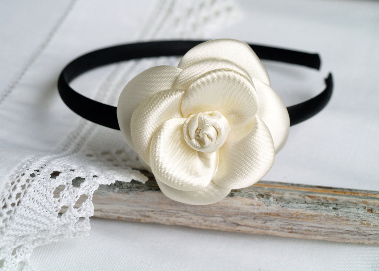 White Flower Headband Woman Headband Simple Hair Accessory Etsy