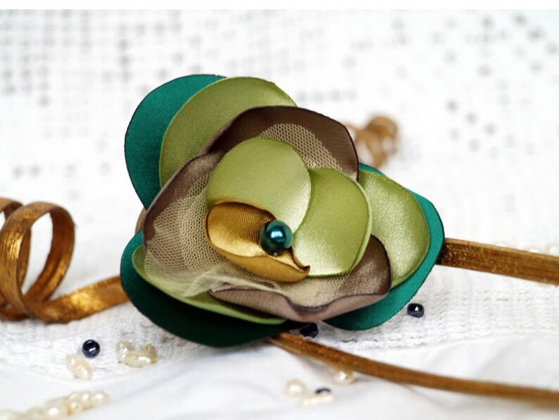 Green Flower Brooch Silk Flower Pins Chartreuse Green Dress Etsy