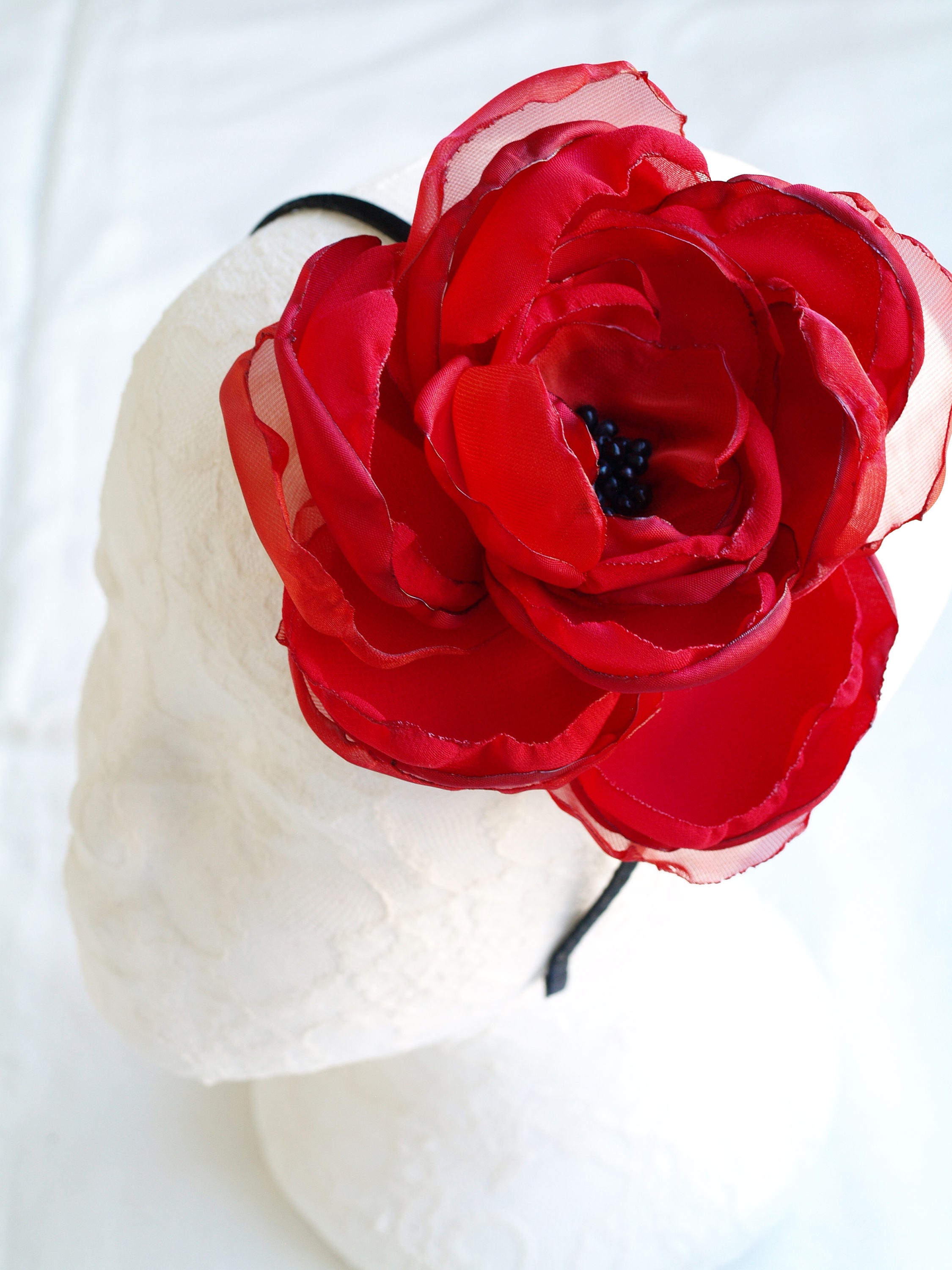 Large red sale flower hair clip