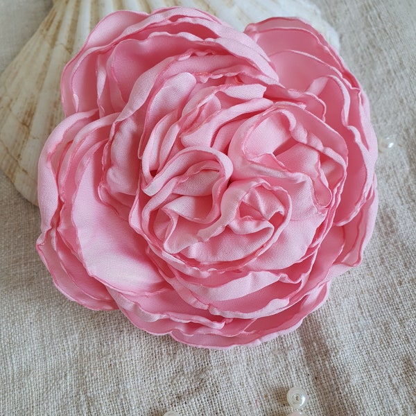 Broche fleur rose, pince à cheveux fleur rose clair moyenne, broches petite fleur, corsage fleur rose, épingle fleur en soie, cadeau fleur